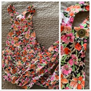Xhilaration Floral Overalls Jumpsuit Medium 7/8